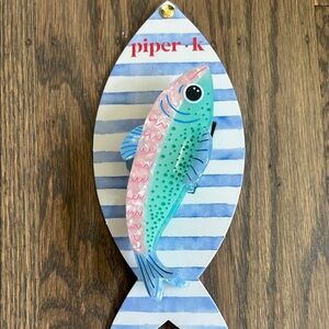 Piper K Pink and Blue Striped Fish Hair Clip
